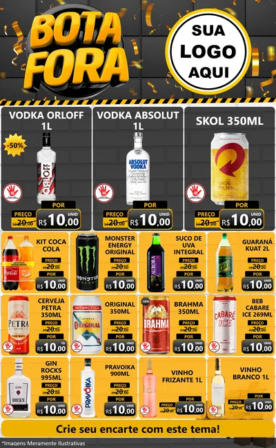 Modelo de Encarte para Encarte Grande com o tema Bota Fora para Distribuidora de bebidas