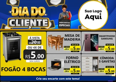 Modelo de Encarte para Encarte A4 Horizontal com o tema Dia Do Cliente para Móveis e Eletro