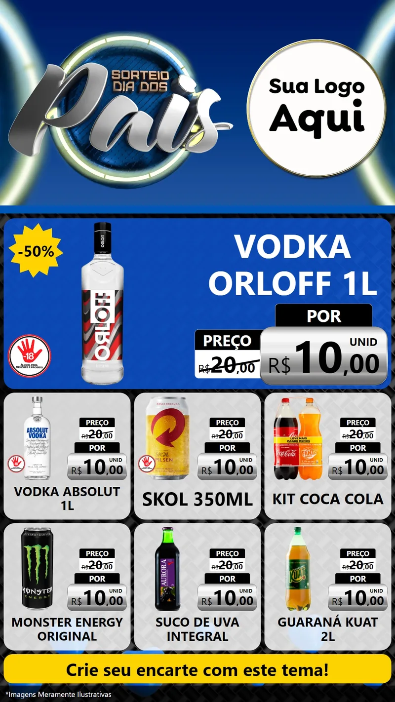 Modelo de Rede Social para Stories com o tema Sorteio Dia Dos Pais para Distribuidora de bebidas