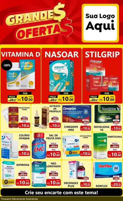 Modelo de Encarte para Encarte Grande com o tema Grandes Ofertas para Farmácia