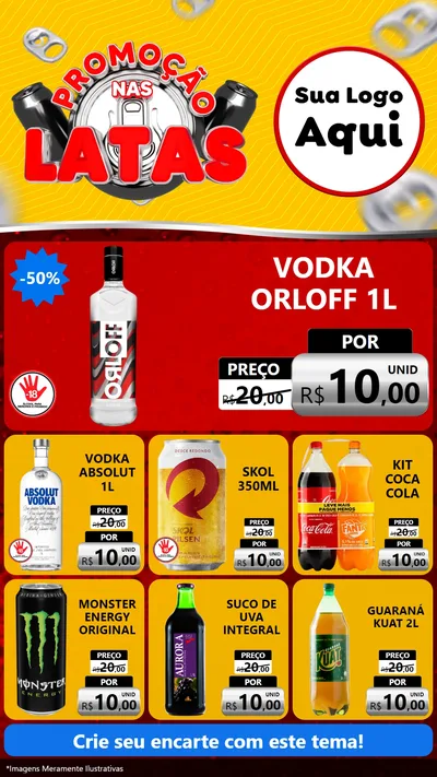Modelo de Rede Social para Stories com o tema Promoção nas Latas para Distribuidora de bebidas