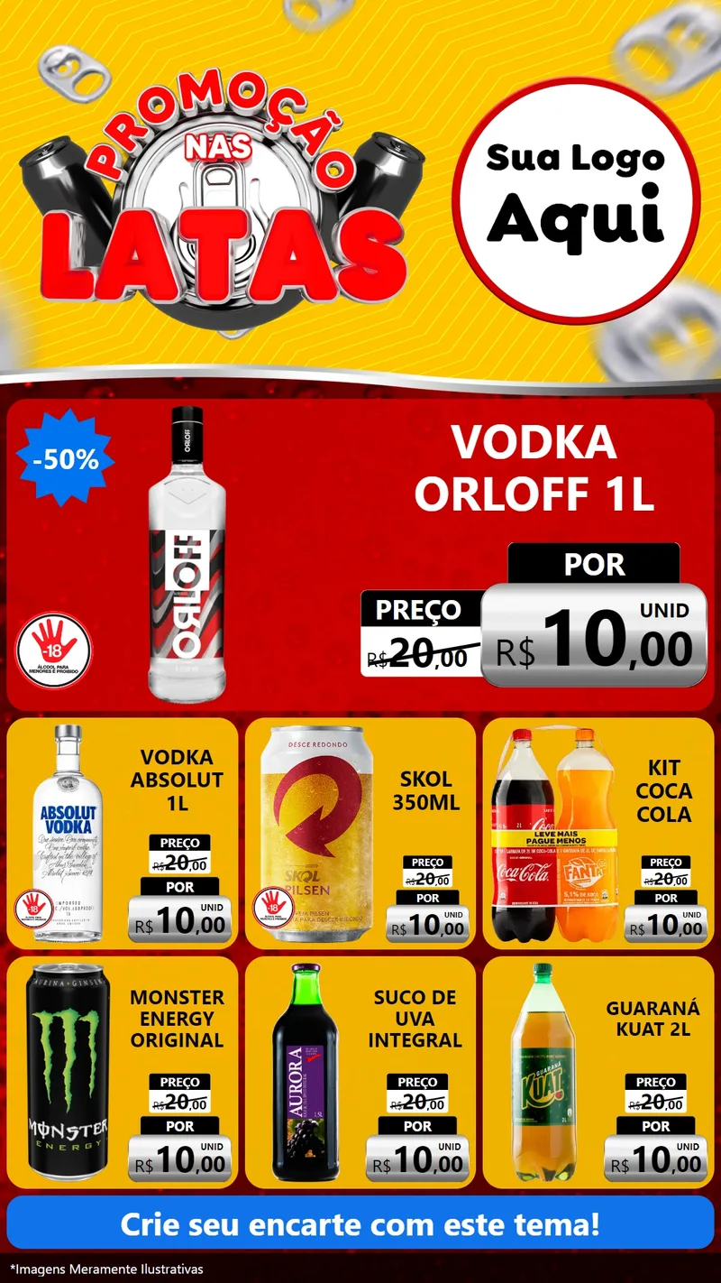 Modelo de Rede Social para Stories com o tema Promoção nas Latas para Distribuidora de bebidas