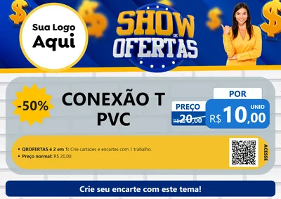 Modelo de Cartaz para Cartaz A4 Horizontal com o tema Show de Ofertas para Tubos e conexões