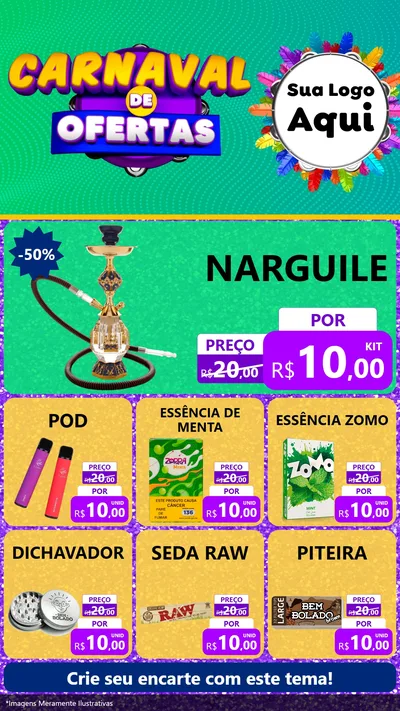 Modelo de Rede Social para Stories com o tema Carnaval de Ofertas para Tabacaria