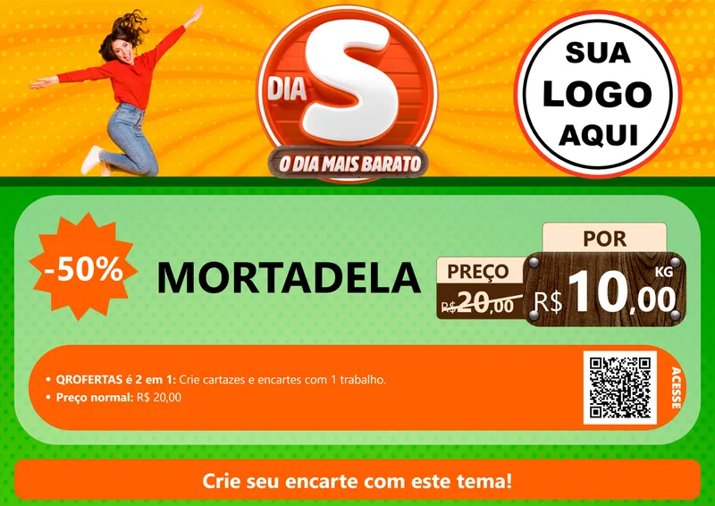 Modelo de Cartaz para Cartaz A4 Horizontal com o tema Dia S - O Dia Mais Barato para Frios e Laticínios