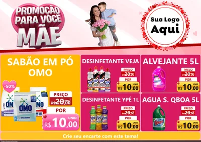 Modelo de Encarte para Encarte A4 Horizontal com o tema Promoção Para Você Mãe para Produtos de Limpeza