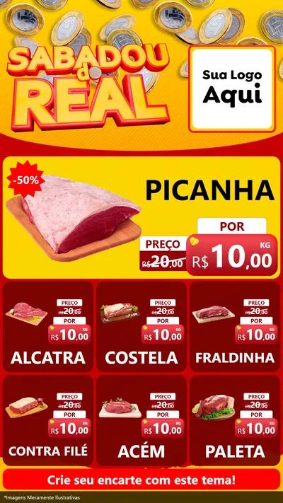 Modelo de Rede Social para Stories com o tema Sabadou do Real para Açougue