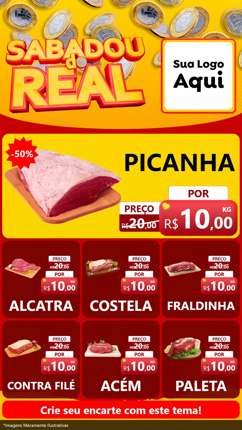 Modelo de Rede Social para Stories com o tema Sabadou do Real para Açougue