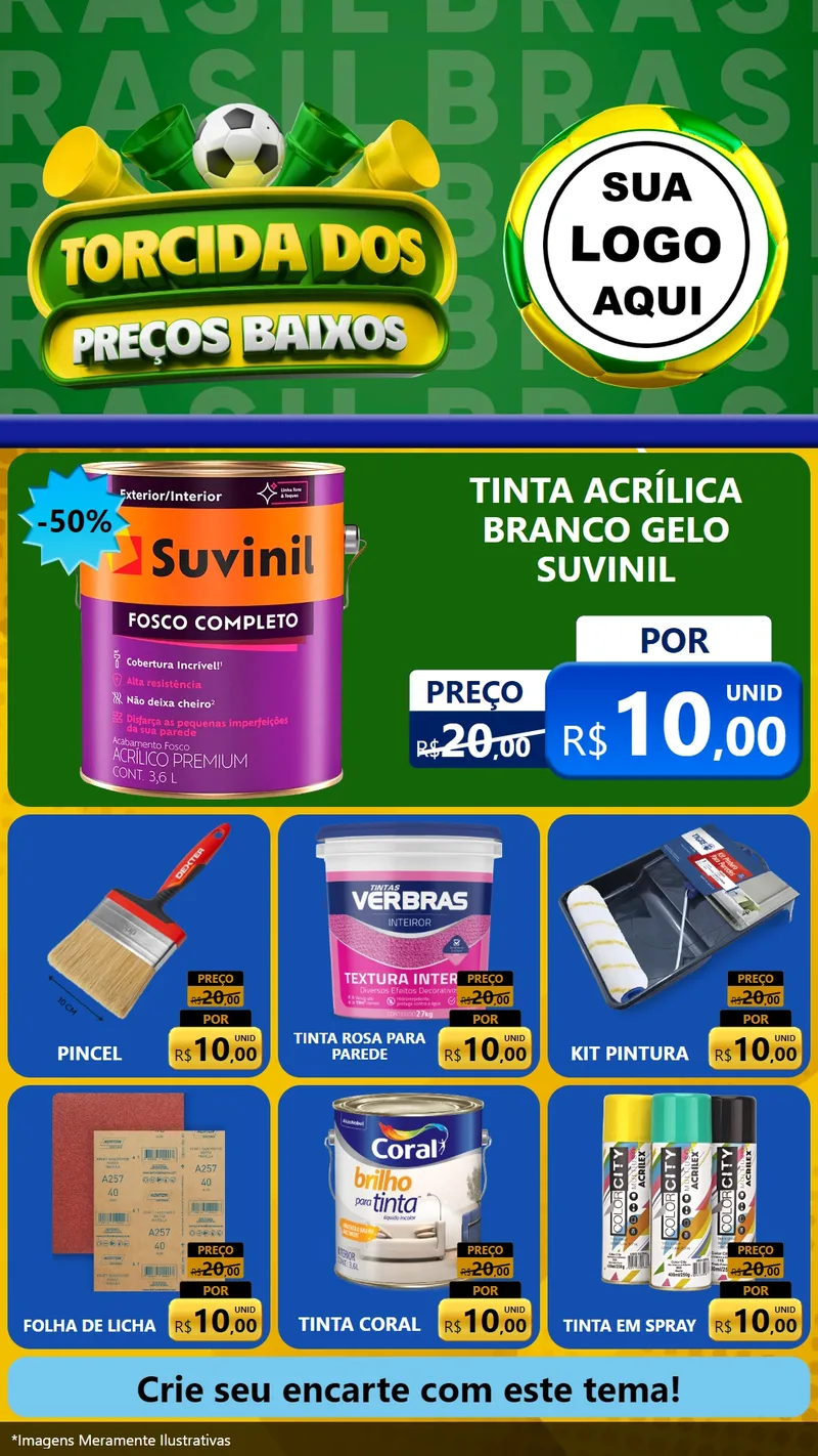Modelo de Rede Social para Stories com o tema Torcida dos Preços Baixos para Tintas e Ferramentas