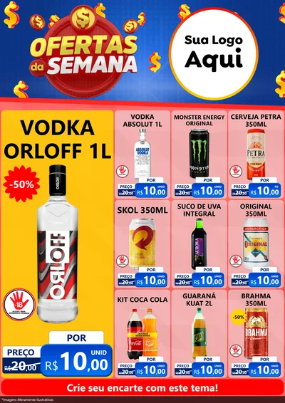 Modelo de Encarte para Encarte A4 Vertical com o tema Ofertas Da Semana para Distribuidora de bebidas