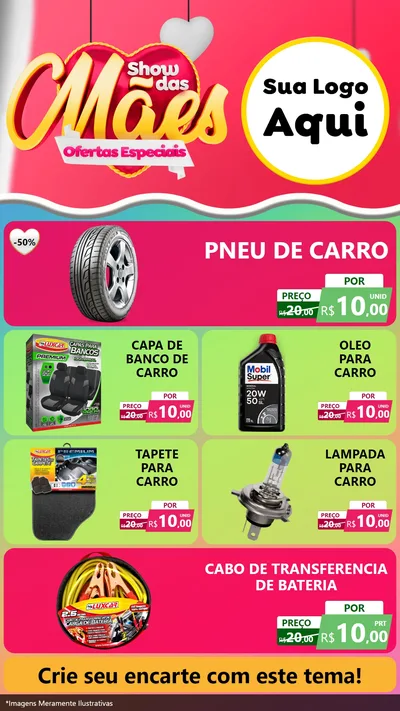 Modelo de TV para TV Vertical com o tema Show das Mães - Ofertas Especiais para Auto peças