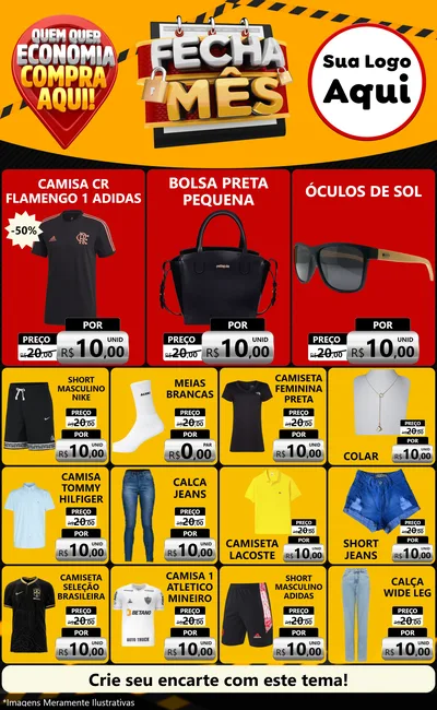 Modelo de Encarte para Encarte Grande com o tema Fecha Mês para Roupas e acessórios