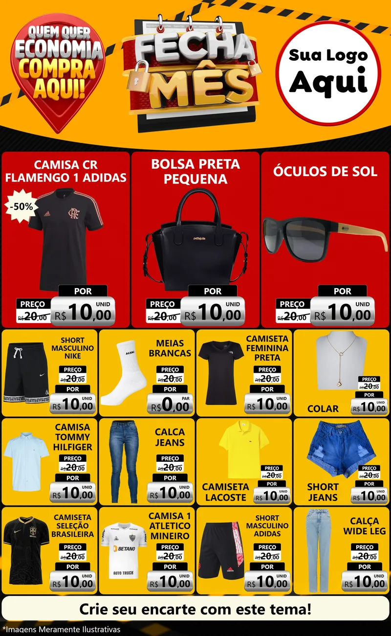 Modelo de Encarte para Encarte Grande com o tema Fecha Mês para Roupas e acessórios
