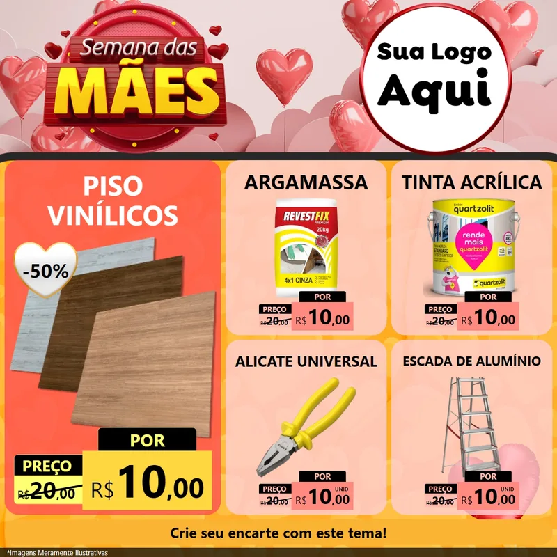 Modelo de Rede Social para Feed Facebook com o tema Semana das Mães para Material para Construção