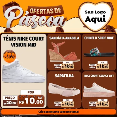 Modelo de Rede Social para Feed Facebook com o tema Ofertas de Páscoa para Calçados