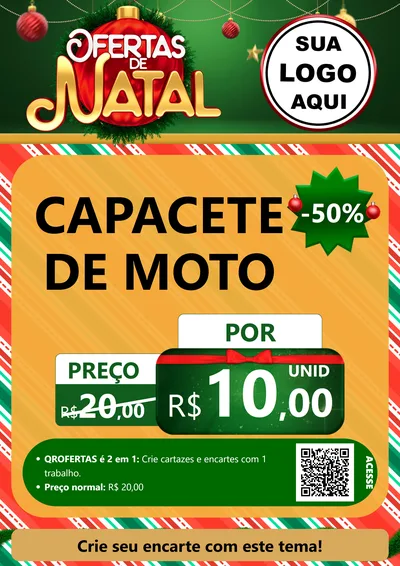 Modelo de Cartaz para Cartaz A4 Vertical com o tema Ofertas de Natal para Moto peças