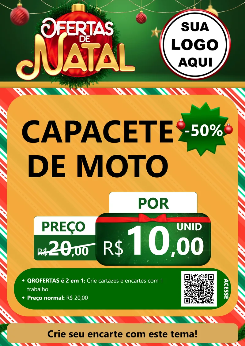 Modelo de Cartaz para Cartaz A4 Vertical com o tema Ofertas de Natal para Moto peças