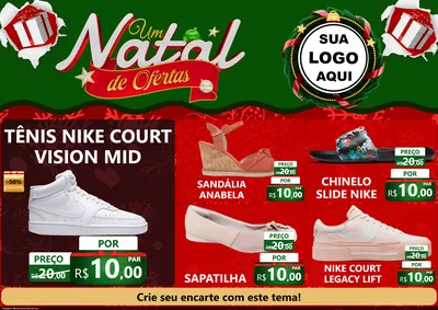 Modelo de Encarte para Encarte A4 Horizontal com o tema Um Natal de Ofertas para Calçados