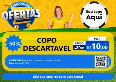 Modelo de Cartaz para Cartaz A4 Horizontal com o tema Semana de Ofertas - Copa para Embalagens
