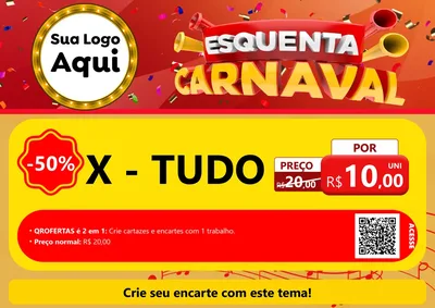Modelo de Cartaz para Cartaz A4 Horizontal com o tema Esquenta Carnaval para Hamburgueria