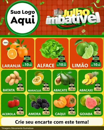 Modelo de Rede Social para Feed Instagram com o tema Julho Imbatível para Hortifrúti