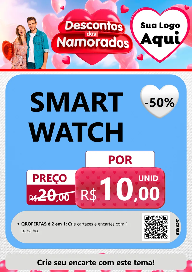Modelo de Cartaz para Cartaz A4 Vertical com o tema Descontos dos Namorados para Informática