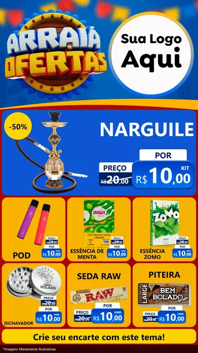 Modelo de Rede Social para Stories com o tema Arraiá de Ofertas - Junina para Tabacaria