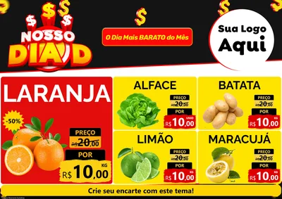 Modelo de Encarte para Encarte A4 Horizontal com o tema Nosso Dia D para Hortifrúti