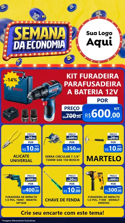 Modelo de Rede Social para Stories com o tema Semana da Economia para Maquinas e Ferramentas