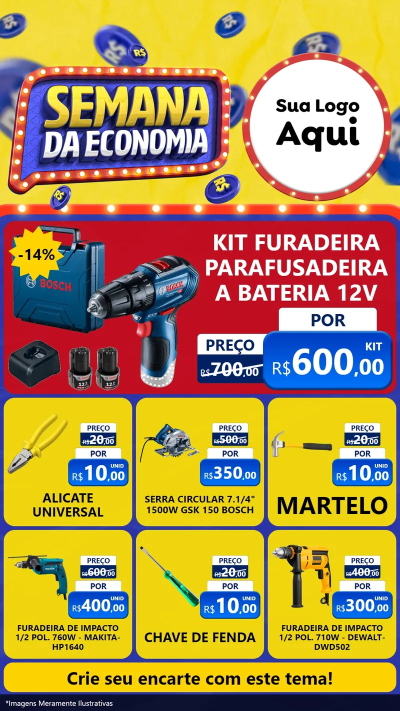 Modelo de Rede Social para Stories com o tema Semana da Economia para Maquinas e Ferramentas