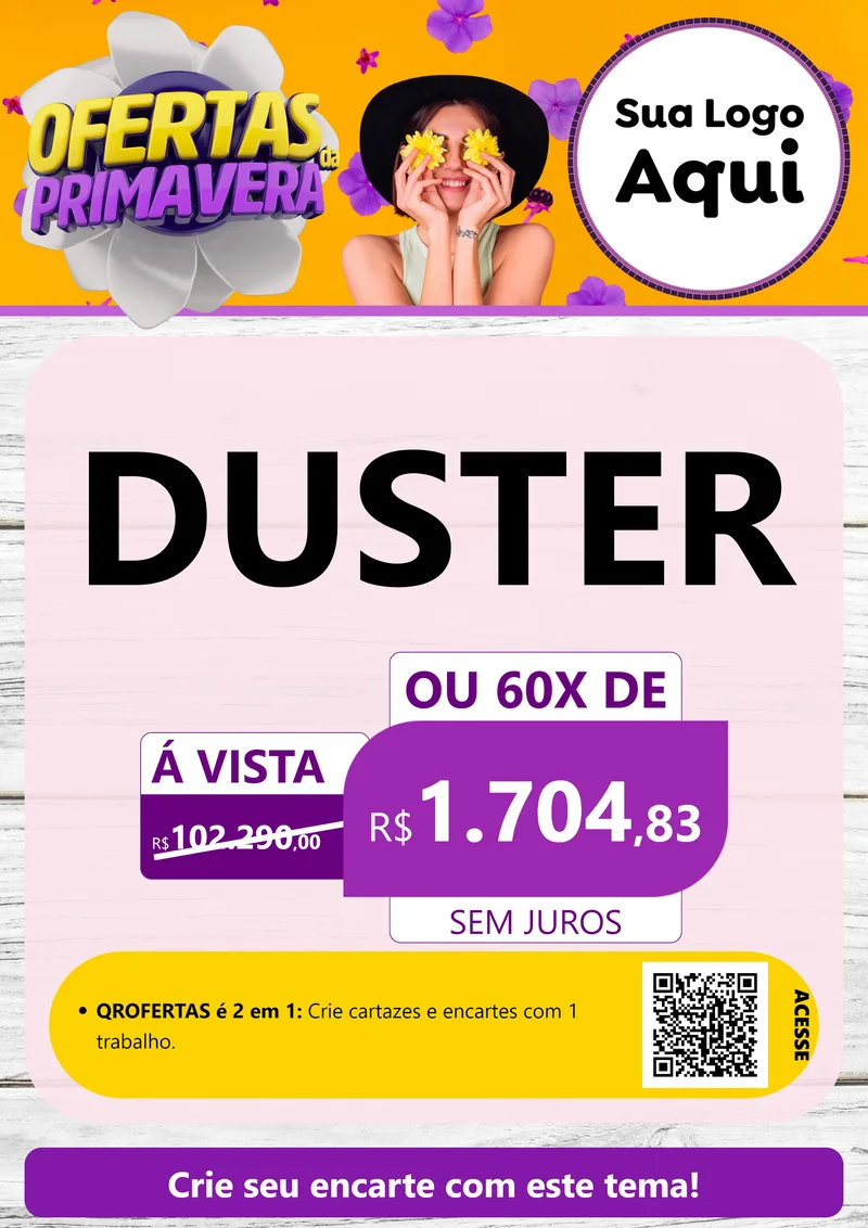 Modelo de Cartaz para Cartaz A4 Vertical com o tema Ofertas Da Primavera para Concessionaria de Carros