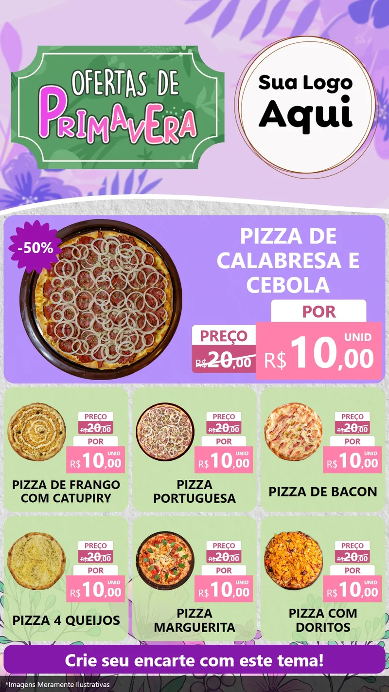 Modelo de Rede Social para Stories com o tema Ofertas de Primavera para Pizzaria