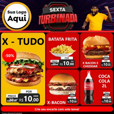 Modelo de Rede Social para Feed Facebook com o tema Sexta Turbinada para Hamburgueria