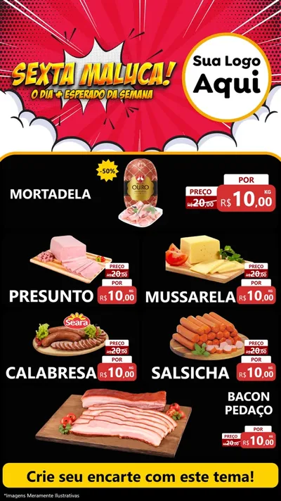 Modelo de TV para TV Vertical com o tema Sexta Maluca! para Frios e Laticínios