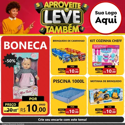 Modelo de Rede Social para Feed Facebook com o tema Aproveite e Leve Também para Brinquedos