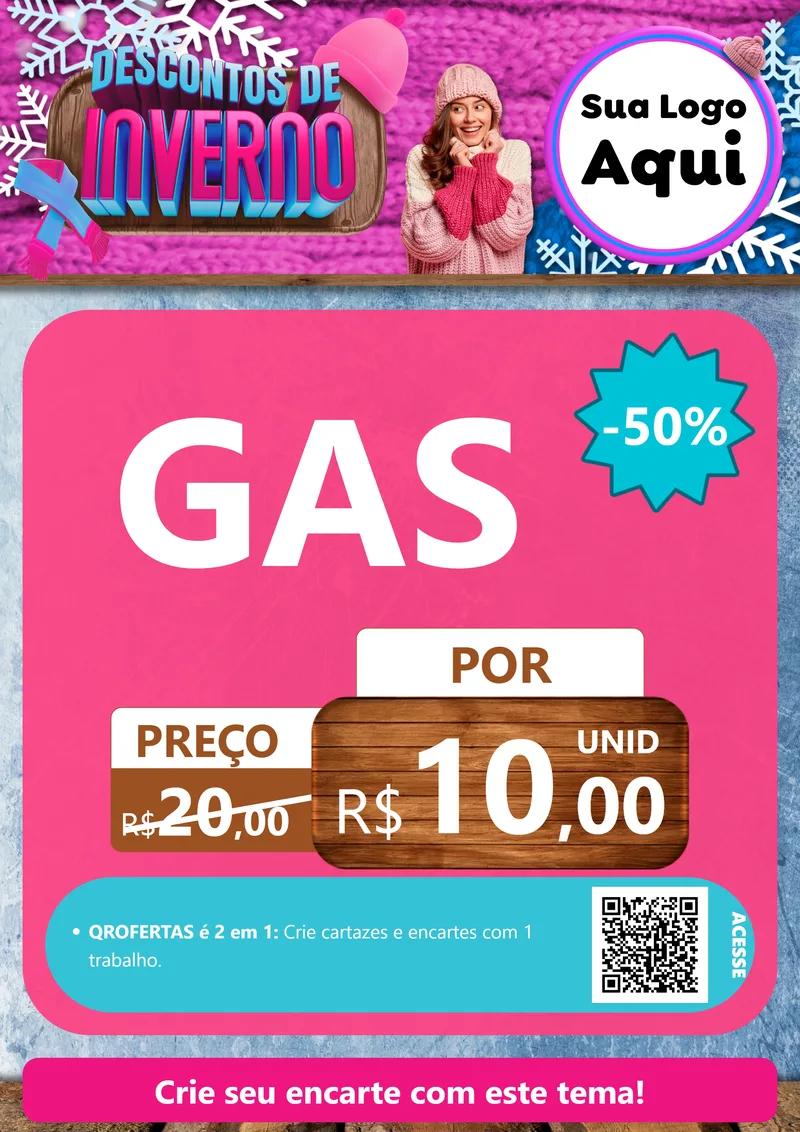 Modelo de Cartaz para Cartaz A4 Vertical com o tema Descontos de Inverno para Água e gás