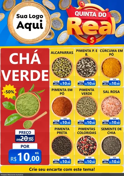 Modelo de Encarte para Encarte A4 Vertical com o tema Quinta do Real para Produtos Naturais