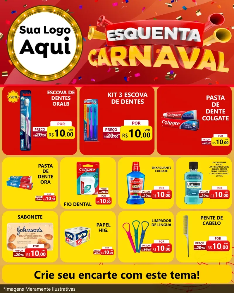 Modelo de Rede Social para Feed Instagram com o tema Esquenta Carnaval para Higiene Pessoal