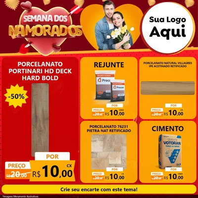 Modelo de Rede Social para Feed Facebook com o tema Semana dos Namorados para Pisos e revestimentos