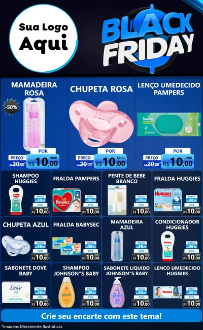 Modelo de Encarte para Encarte Grande com o tema Black Friday para Bebês