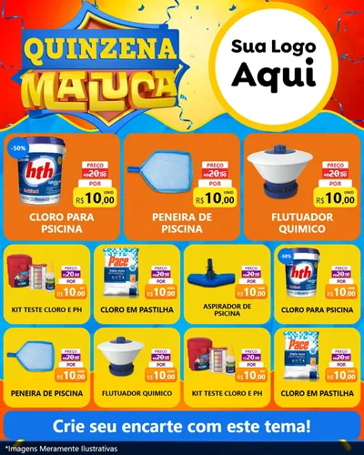 Modelo de Rede Social para Feed Instagram com o tema Quinzena Maluca para Produtos para Piscina
