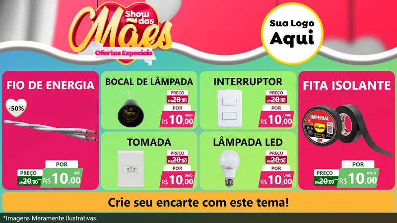 Modelo de TV para TV Horizontal com o tema Show das Mães - Ofertas Especiais para Materiais Elétricos