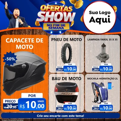 Modelo de Rede Social para Feed Facebook com o tema Ofertas Show No Fim De Semana para Moto peças