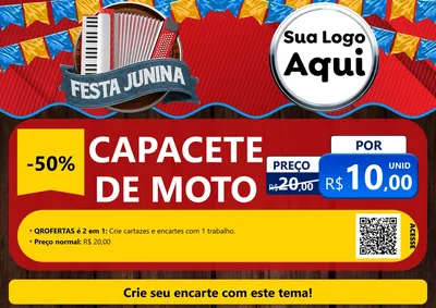 Modelo de Cartaz para Cartaz A4 Horizontal com o tema Festa Junina para Moto peças