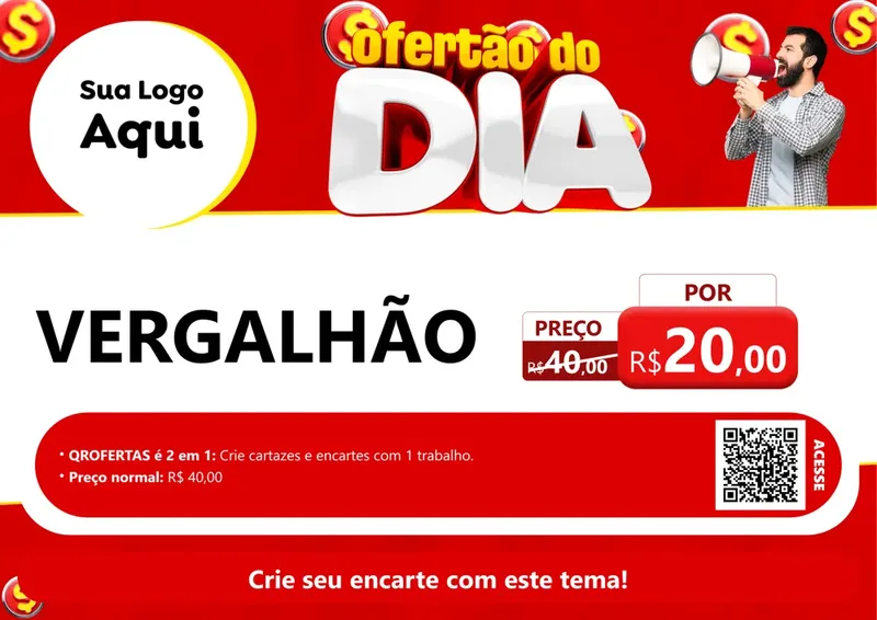Modelo de Cartaz para Cartaz A4 Horizontal com o tema Ofertão do dia para Ferragens