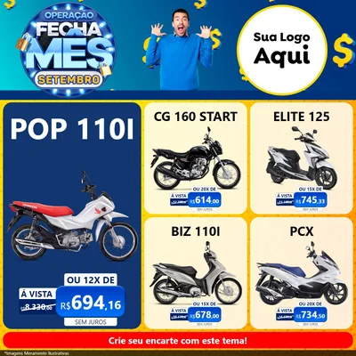 Modelo de Rede Social para Feed Facebook com o tema Operação Fecha Mês Setembro para Concessionaria de Motos