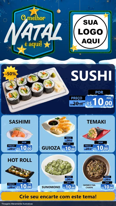 Modelo de Rede Social para Stories com o tema O Melhor Natal É Aqui! para Comida japonesa