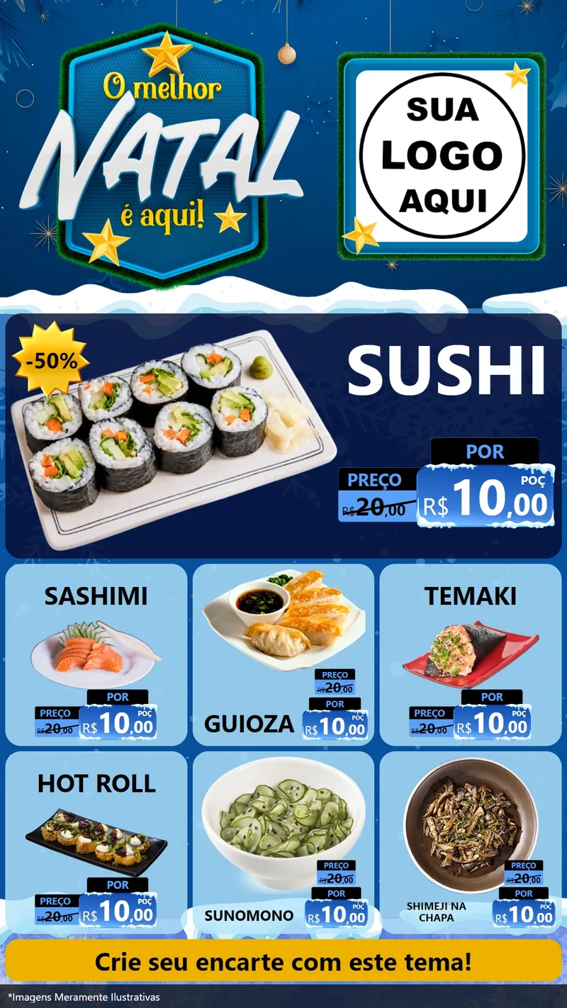 Modelo de Rede Social para Stories com o tema O Melhor Natal É Aqui! para Comida japonesa