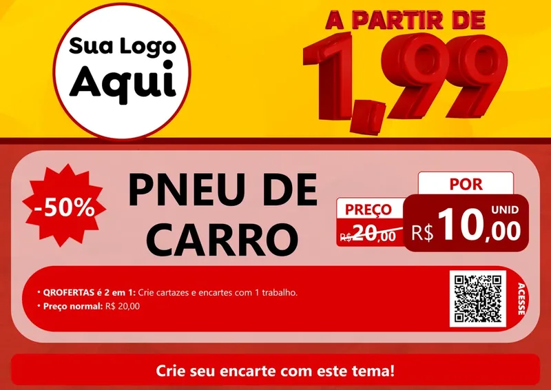 Modelo de Cartaz para Cartaz A4 Horizontal com o tema A Partir de Um e Noventa e Nove - 1,99 para Auto peças