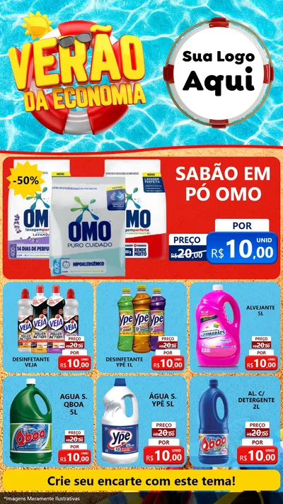 Modelo de Rede Social para Stories com o tema Verão da Economia para Produtos de Limpeza
